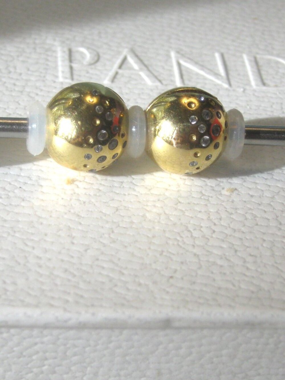 PANDORA 14Kt Plated Gold 'Shine' Scattered Sparkle Clip - Pair - 75$